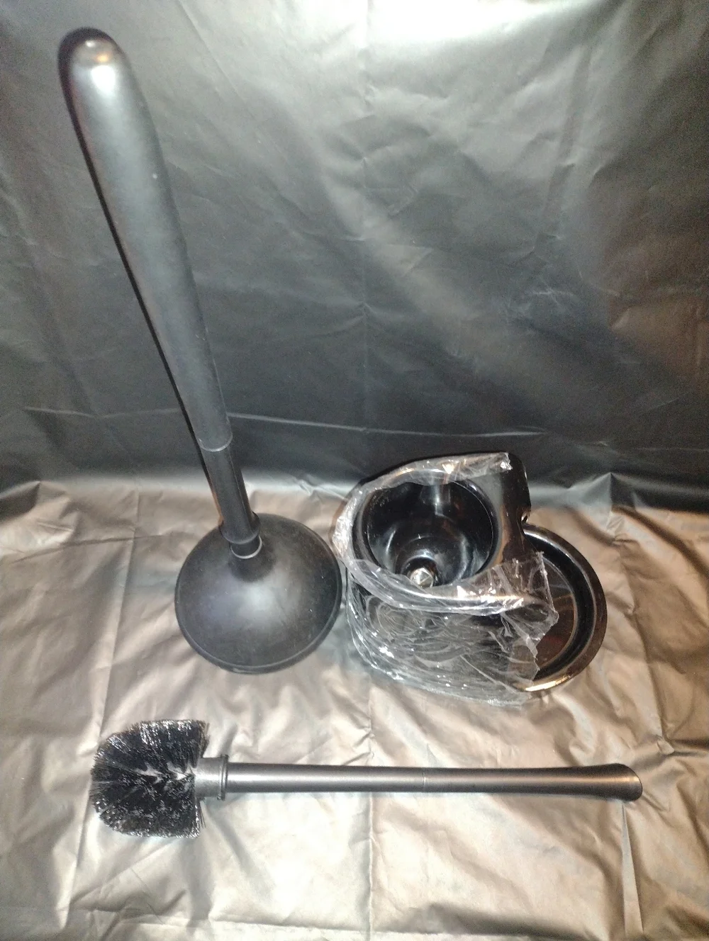 Trade* New! Black Toilet Brush And Plunger Set
